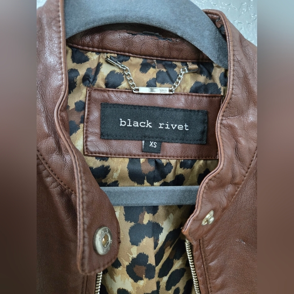 Black Rivet Leather Jacket - Picture 3 of 4